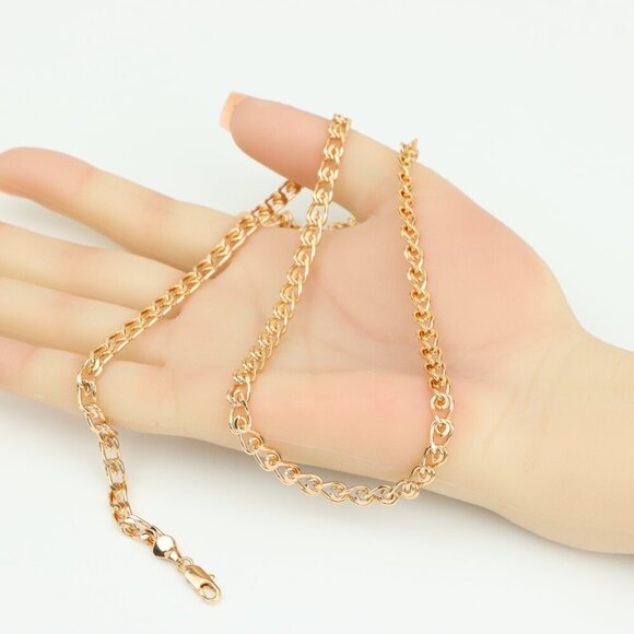 Bold Rose Gold Curb Chain Necklace Polished Statement Piece, XPNL0285 - Picture 2 of 12